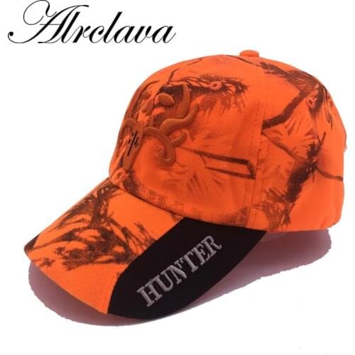 New Outdoor camouflage Cap Fluorescent Orang Hunting Hat Blaze Orange Camo Cap With 3D logo Baseball Hat