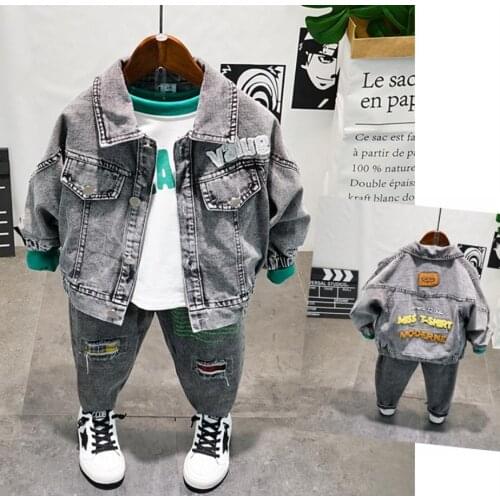 New Baby Boy Clothes Suits Spring Casual Baby Girl Clothing Sets Children Denim Suit Sweatshirts Sports Pants Autumn Kids Set