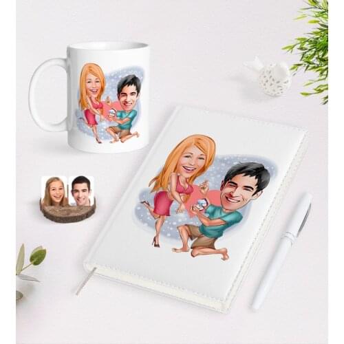 Personalized Valentine Caricature of 2021 Organizer pen And Mug Seti-19