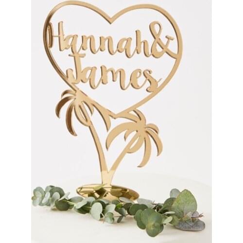 Personalised Palm Tree Wedding Cake Topper