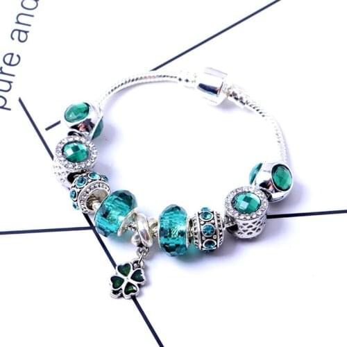 Pandora-style selling small fresh four-leaf clover bracelet