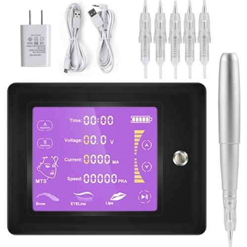JIDRAGON Permanent Makeup Machine Kits With 20PCS Needle Eyebrow Tattoo Machine Pen For Eyebrow Eyeliner Lip Tattoo Set