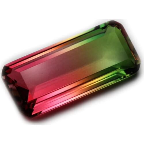 Rectangular shaped 9X24mm double tourmaline Octagon step cut watermelon assembled stone sugar color cushion for DIY making