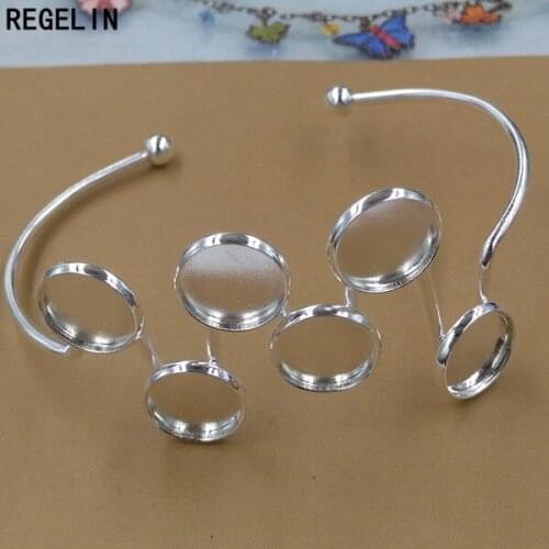 REGELIN Vintage Open Cuff Bracelet Settings Bangle Blank Base Trays Bezel for 12mm Cabochon Cameo DIY Bracelet Jewelry Findings