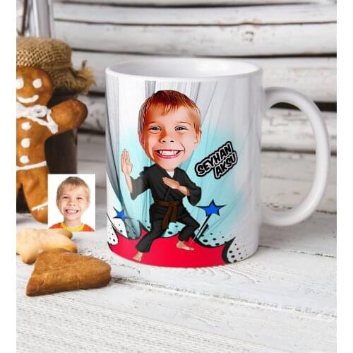 Tailor-made Karateka Caricature Of White Mug Cup tailored To Each Child Design Happy Occasion To Children Gift funny picture