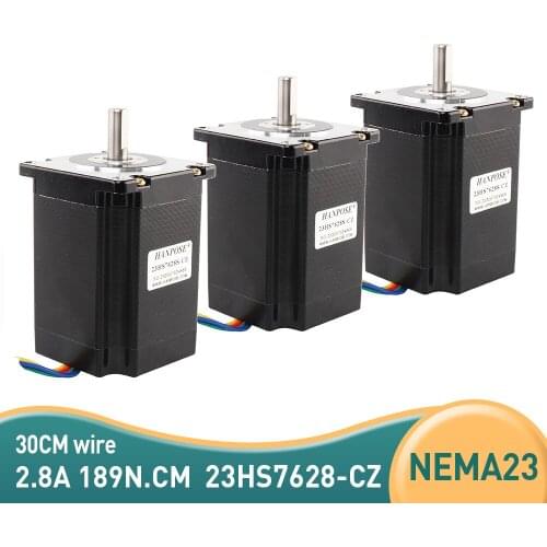 3PCS Bottom out Nema23 Stepper Motor 23HS7628-CZ 4-Lead 270oz-in 76mm 2.8A with magn for CNC 3D printeretic pole hole Step motor