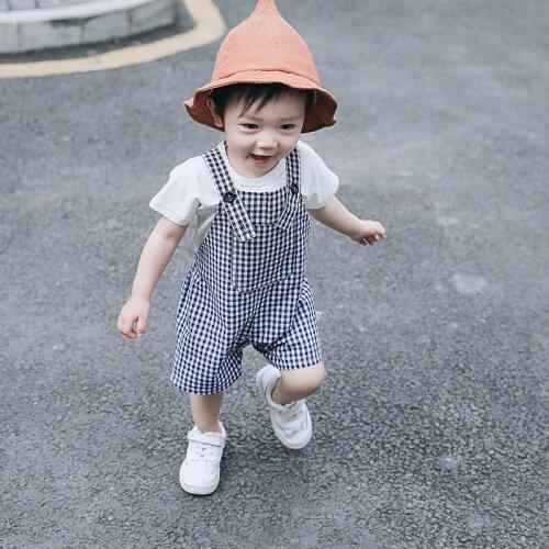 Baby Boys Overalls Shorts Toddler Girl Cotton Plaid Casual Pants Kids Boys Loose Shorts Toddler Infant Suspender Pants for Boys