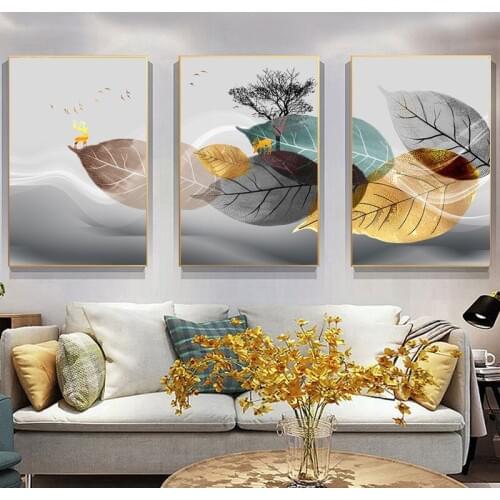 Modern Abstract Black and White Plant Leaves Wall Art Canvas Painting Posters and Prints Minimalist Living Room Decor Painting