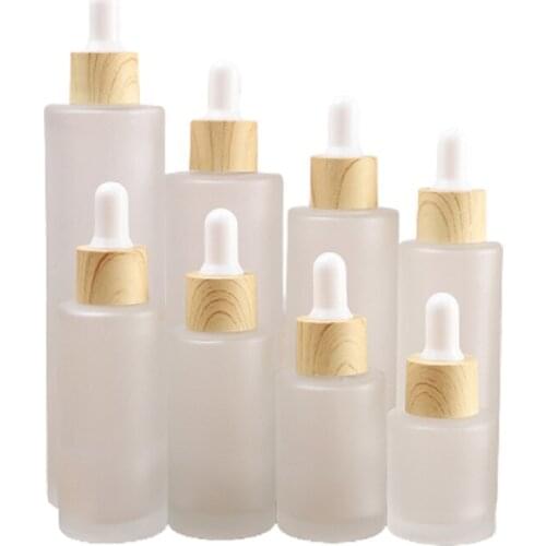 Glass Dropper Bottle 60ML 80ml 100M Plastic Lid Empty Frosted Glass Packaging Container Cosmetic Essential Oil Bottles 10pcs/Lot