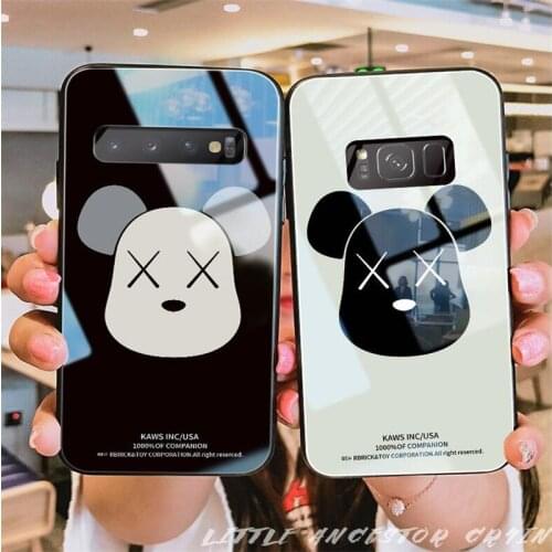 BONVAN Glass Case For Samsung Galaxy A20 A30 A20S A20e A202f A50 A50S A30S Hard Cover For Samsung A60 M40 A60S Bear Couqe Capa