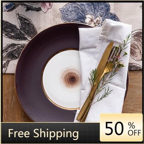 Dinnerware Modern Dinner Plates European Style Bulk Ceramic Food Snack Dessert Plate Pasta Large Flat Vaisselle Dining HX50DP