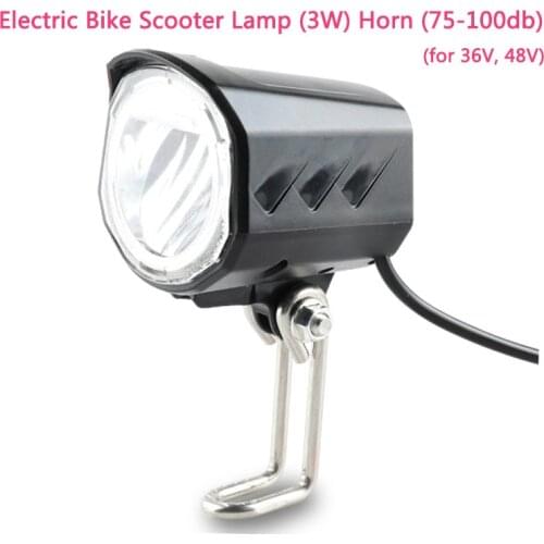 Ebike E-Bike 3W 36V 48V Electric Bicycle Light with Horn Waterproof High Quality Headlight Horn Set Front Headlight m365