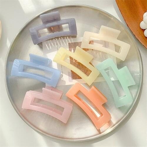 Women Hair Claws Crab Hair Clips Colorful Rectangle Acrylic Resin Acetate Geometric Large Hairpins Elegant Hair Accessories