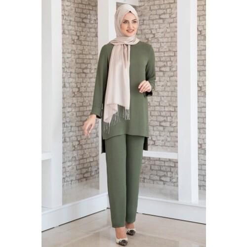 Khaki colour two pieces women dress. Elegant and quality dress. Muslim dress. New season fashion. Made in Turkey. Kaftan. Caftan