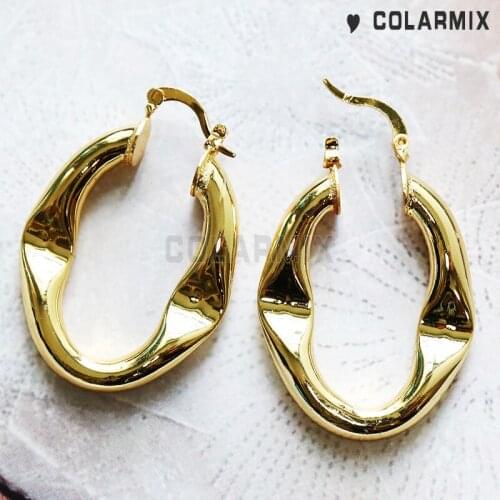 10 Pairs Oval shape hoop earrings not fade color metal notch design jewelry fashion jewelry for women 51076