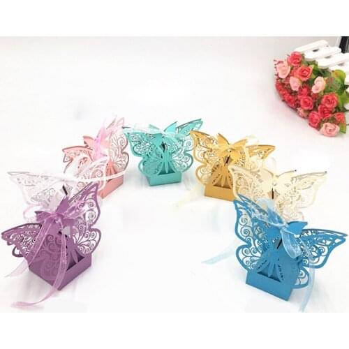 10Pcs Wedding Decoration Cute Paper Candy Box Wedding Favors Gift Box Chocolate Box for Guests Party Supplies