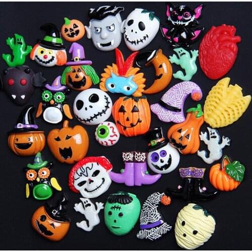 30 Pcs Mixed Halloween Resin Cabochon Flatback Embellishments Decoration Crafts Embellishments For Scrapbooking Accessories