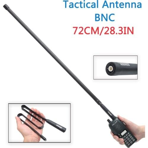 ABBREE 72cm BNC Foldable Tactical Antenna Dual Band 144/430MHz for Kenwood TK200 TK220 TK300 Icom IC-V80 IC-V82 Walkie Talkie