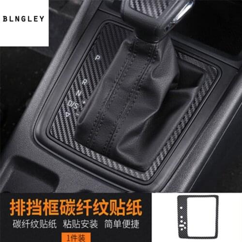 Free shipping 1pc carbon fiber car stickers gear panel decoration cover for 2018 SKODA KAROQ