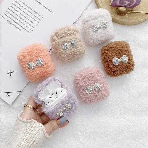 Headset Case for Apple Airpods 2 1 Knitted Plush Glitter Diamond Wireless Earphone Headphone Cover Charging box protection cases