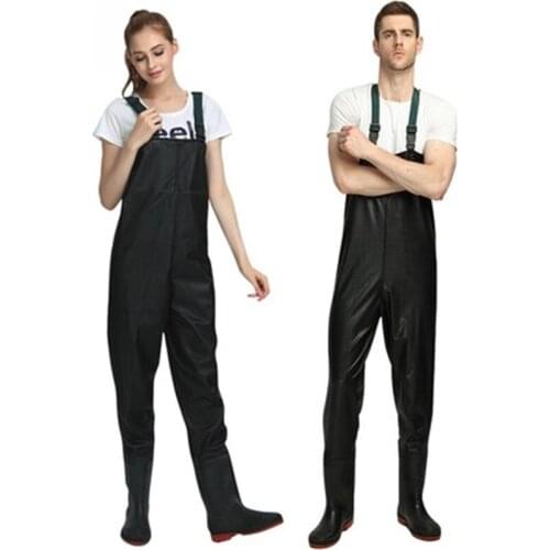 Black Strap Waterproof Fly Fishing Waist Waders Water fishing high Pant Wader Pants Duck Hunting Boots Wear Pants with Suspender