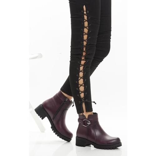 Deripabuc Women Leather Boots Winter Autumn Casual Everyday Motorcycle Women 'S 2020 Warm Stylish Buckle Pass Half Boots