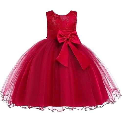 Kids Dress For Girls Children Birthday Party Dresses Embroidery Bow Wedding Costumes Flower Girl Princess Dress 2 10 Years