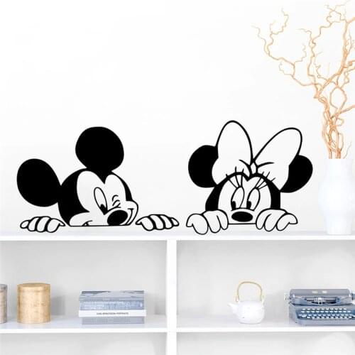 Disney mickey minnie mouse vinyl wall stickers for kids rooms baby home decor cartoon wall decals diy mural art