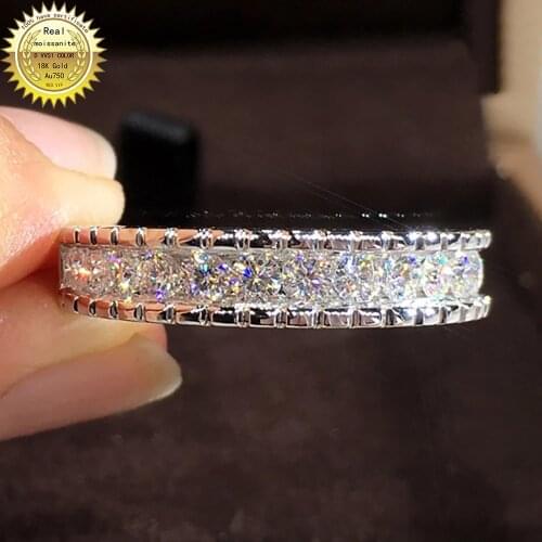 14K Au585 White Gold DVVS Moissanite Round Diamonds Elegant Wedding Party Engagement Anniversary Ring