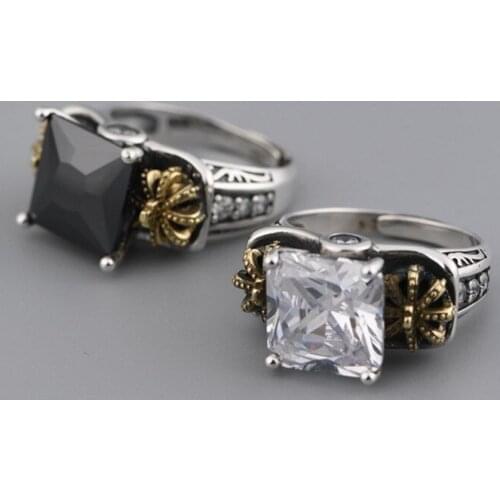 BOCAI 2021 New Real 100% S925 Silver vintage Crown inlaid with Synthetic Zircon Fashionable Woman Ring adjusted