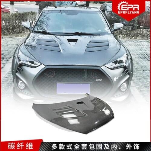 Suit For of Retrofit Modern Freestyle Veloster Carbon Fiber with Typec Porous Engine Cover Heat Dissipation
