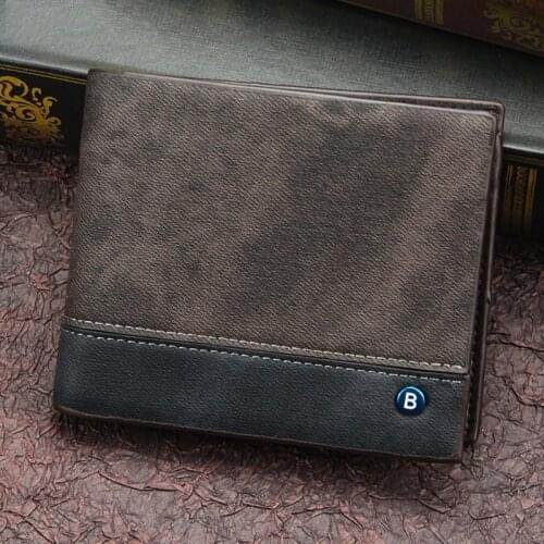 Mens Wallet Money Bag Solid Color Leather Business Short Wallet Famous Vintage Male Walltes Purse Dropshopping