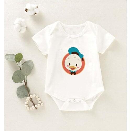 Summer Baby Girls Disney Donald Duck Cartoons Newborn Cotton Casual Funny Streetwear White Gifts Boys Clothes Loose Kawaii Cozy