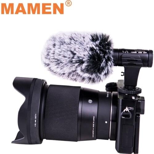MAMEN Vlog Video Recording Microphone With Real-time Monitoring Built-in Rechargeable Battery For Camera Phone Tablet Microphone