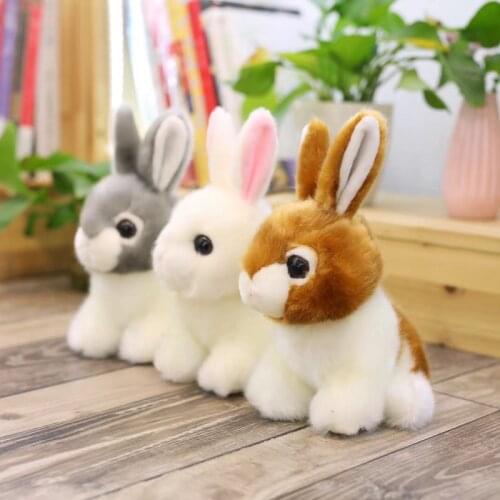 Cute Simulation Rabbit Plush Toy White Grey Bunny Doll Stuffed Soft Cartoon Animal Doll High Quality Kids Girls Birthday Gift