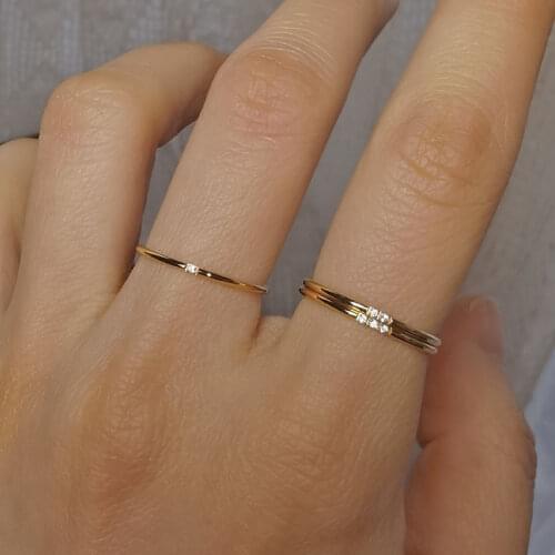 Minimalist Thin Rings for Women Wedding Brilliant Cubic Zircon High Quality Versatile Female Finger Ring Jewelry