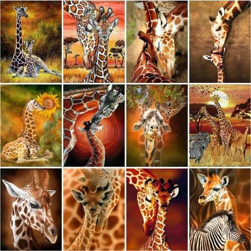 MomoArt 5D DIY Diamond Painting Giraffe Diamond Embroidery Animal Handmade Gifts Cross Stitch Autumn Decorations