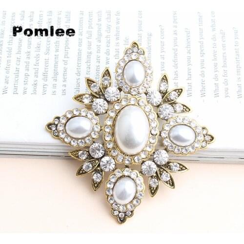 Pomlee New Crystal Cross Brooches Unisex Women and Men Fashion Vintage Large Pins Black Color Cool Design Baroque Style