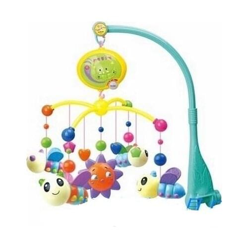 New Kid Toys Baby Rattles Bee Shape Musical Recreation Ground Mobile Bed Bell Rotating With 12 Music