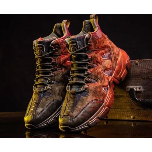 Onemix New Black Military Men Boots Mountaineering Shoes Waterproof Leather Shoes Outdoor Ligh Fishing Mountaineering Shoes