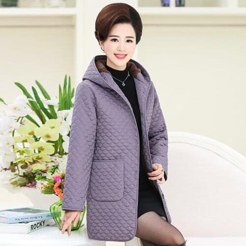 New Cotton Padded Coat For Women High Quality Add Velet Hooded Parkas Hot Sale Print Long Sleeve Button Outwear Ladies Parka