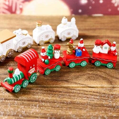 Merry Christmas Wooden Train Ornament Christmas Decoration For Home Santa Claus Gift Natal Navidad 2022 New Year Xmas Decor