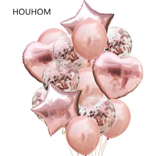 Rose Gold Balloons Confetti Baloons Birthday Decorations for Party Balloon Inflatable Balls Air Latex Ballon Helium Event Party