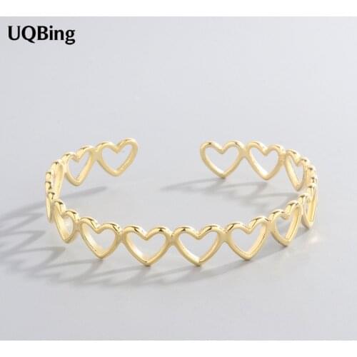 Silver & Gold Color Heart Shape Bangle For Women Bijoux Wholesale Jewelry Gifts