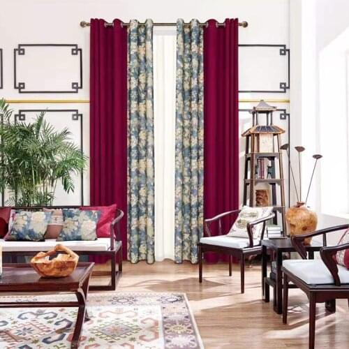 Custom Flower and Bird Printing Retro Curtains Stitching Nordic American for Living Room Bedroom Study shefney Printed Curtains