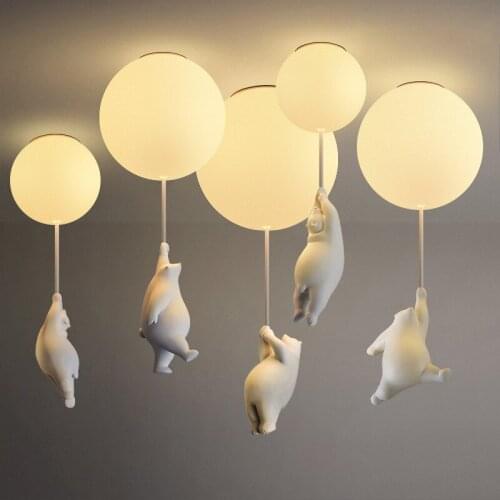 Nordic Modern Cartoon Bear LED Ceiling Light Warmth Ceiling Lamp Kids Rooms Bedroom Lamp Living Room For Decor Lighting Fixtures