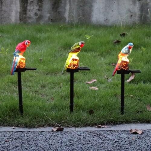 LED Solar Light Simulation Parrot Lamp Outdoor Waterproof Garden Lawn Stakes Light for Home Courtyard Decoration