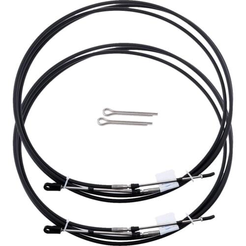 2pcs Universal Throttle Cable Black for Marine Boat Motor Control Lever 18FT