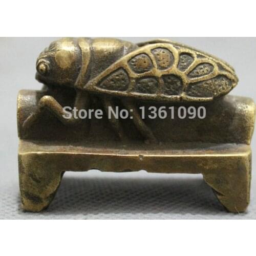 Xd 00754 Folk Chinese Bronze Sculpture FengShui Animals Insect Spittor Fly Cicada Statue