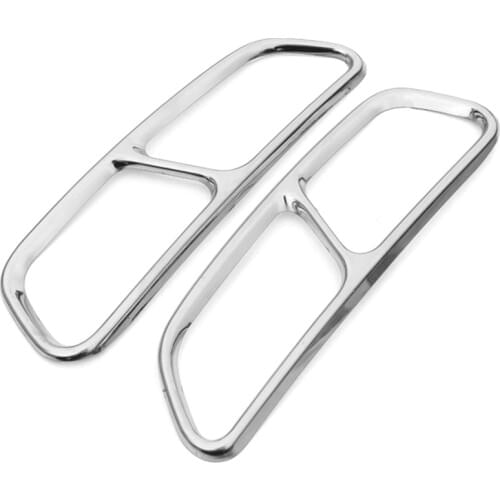 Rear Dual Exhaust Muffler Tail Decor End Pipe Tip Cover Trim For Audi A6 C7 2012 2013 2014 2015 2016 2017 2018